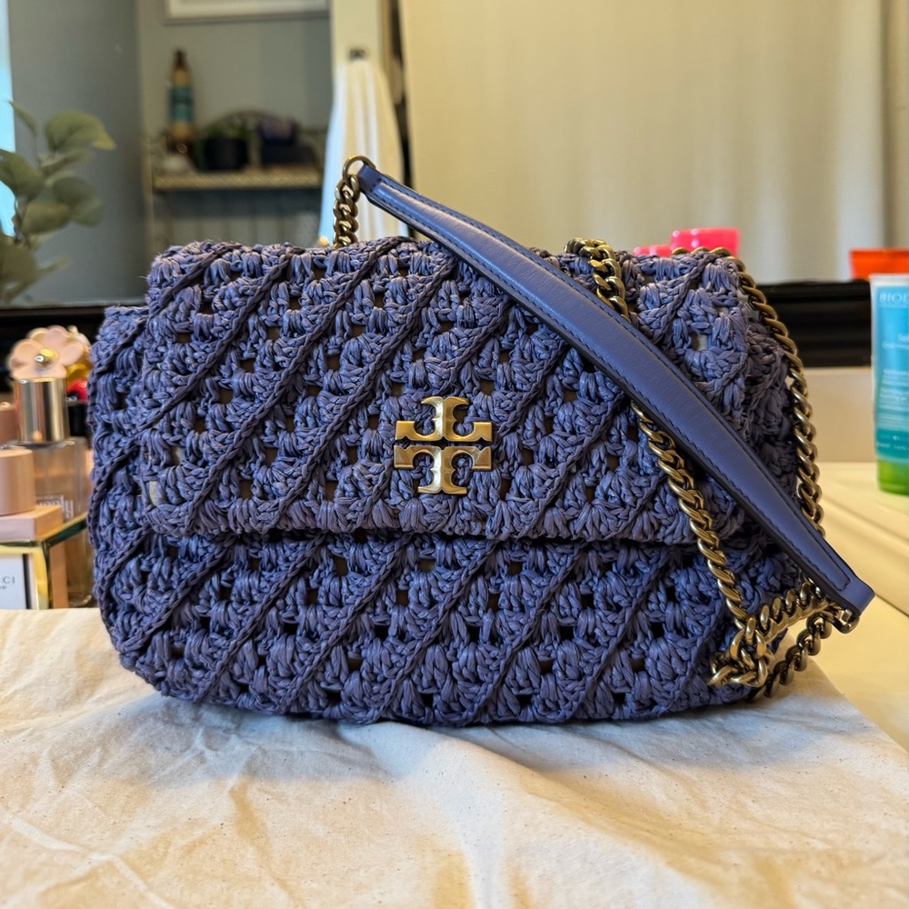 Tory burch Kira Straw Crochet Small Convertible Shoulder Bag